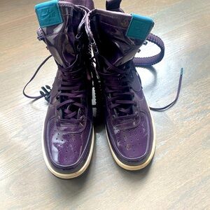 Nike Women's High-Top Sneakers in Deep Purple with Teal Accents